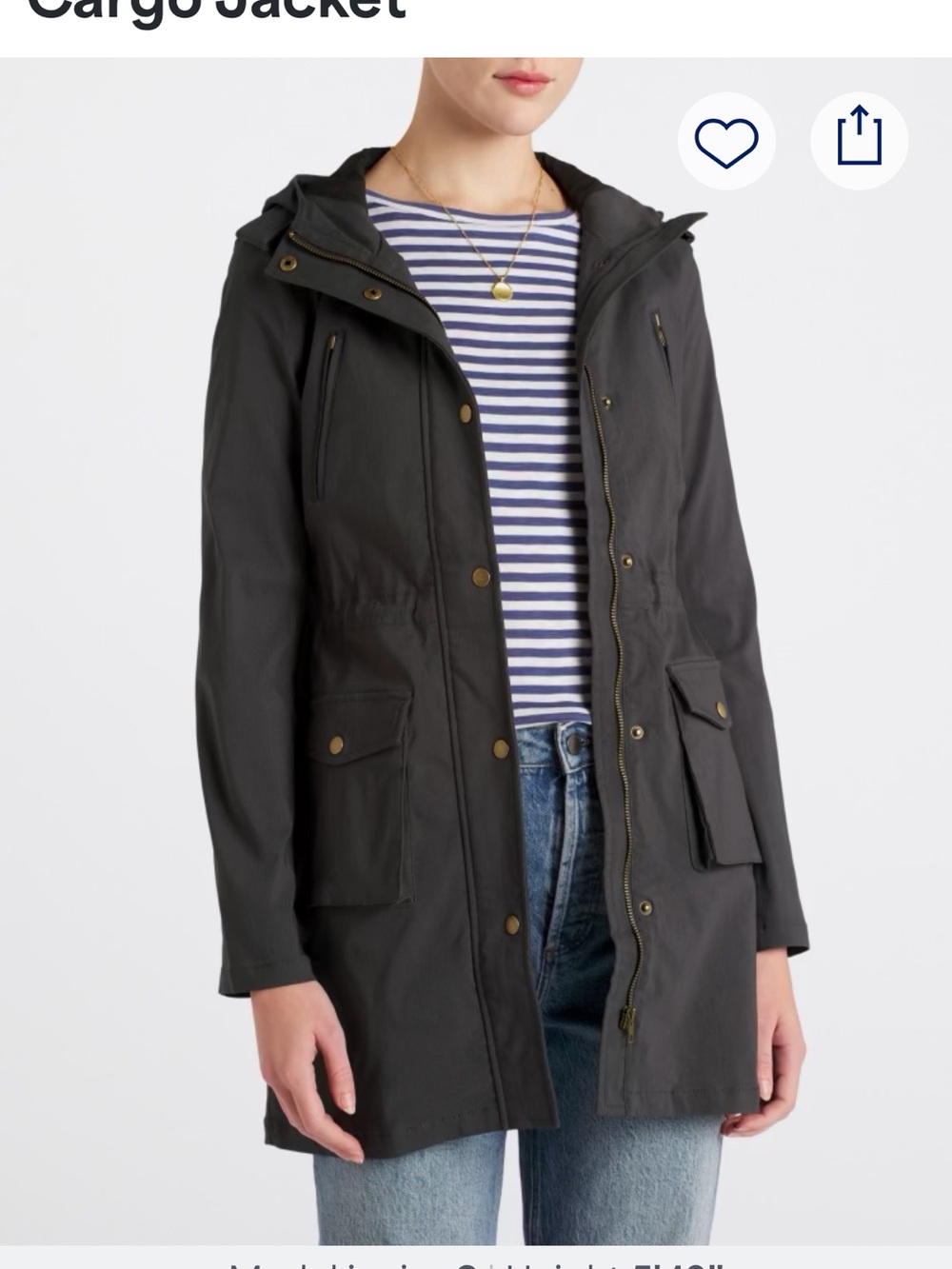 Women's Hooded Utility Cargo Jacket in Black